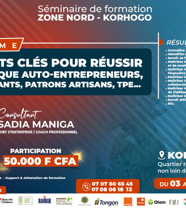 Korogho – 10 Points clés pour réussir en tant que auto-entrepreneur