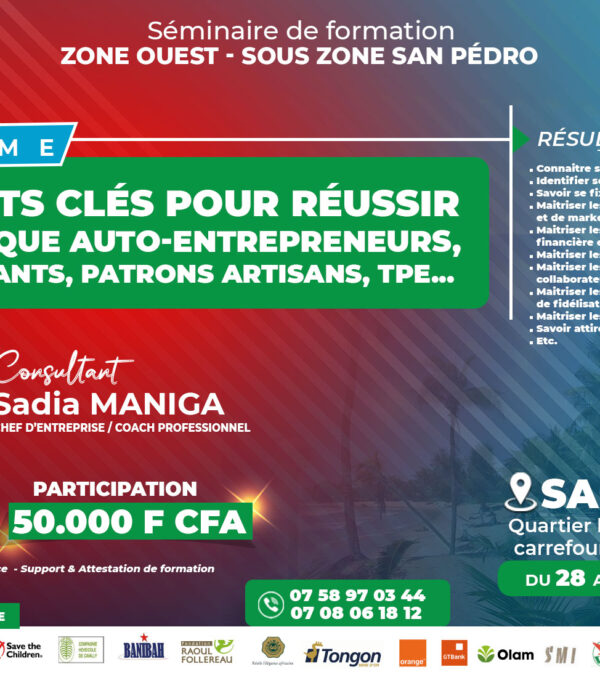 San-pedro – 10 Points clés pour réussir en tant que auto-entrepreneur